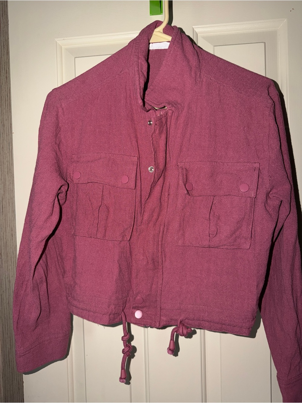 Utility Drawstring Jacket in Rose Pink